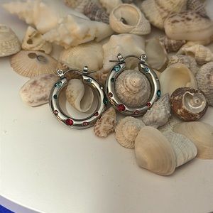Hoop Earrings With Colored CZ Stones